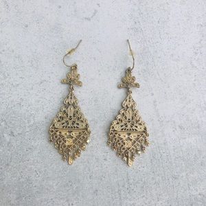 Anthropologie Gold Chandelier Earrings